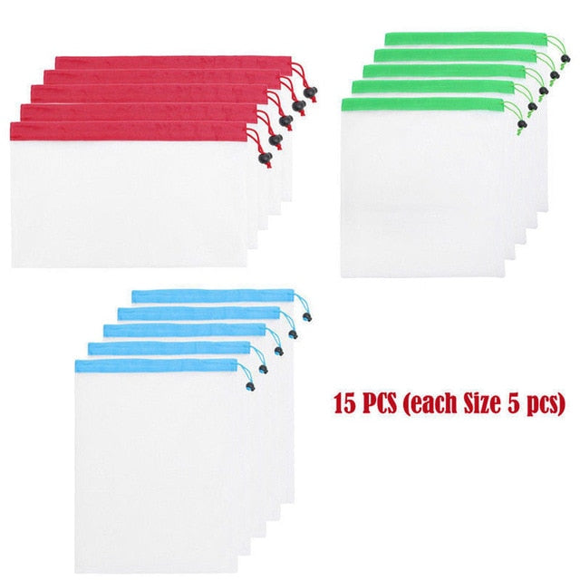 12pcs Reusable Mesh Produce Bags Washable Eco Friendly Bags for Grocery Shopping Storage Toys Fruit Vegetable Storage Bag